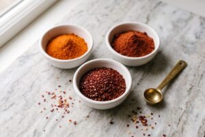 Sweet paprika, cayenne, and Aleppo pepper flakes -- the best Aleppo substitute mix