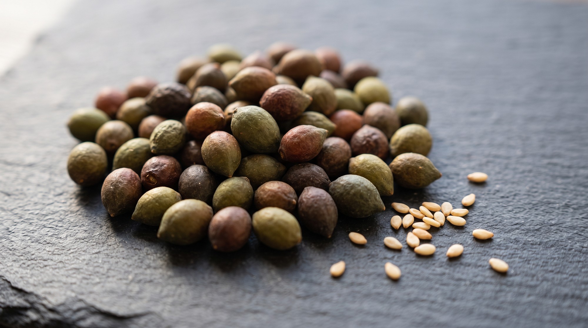 Close-up of dried terebinth, the wild pistachio relative known in Turkish as menengic